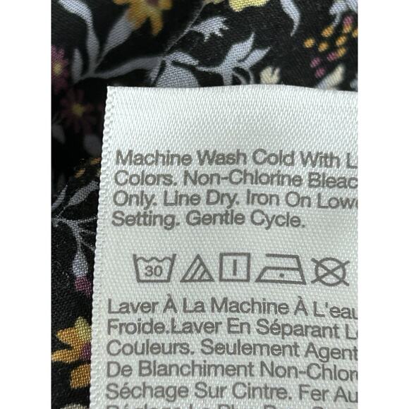 Madewell Womens Sz S black floral shirt dress button front Bohemian Cottagecore - Picture 6 of 10